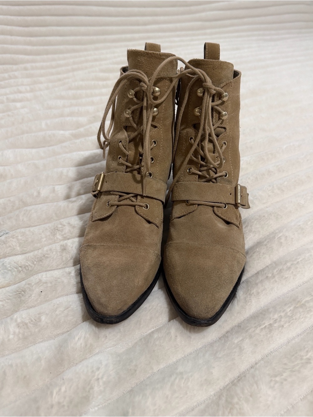 AllSaints Suede-Look Buckle Ankle Boots Brown EU 38